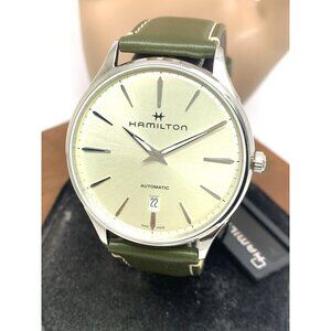 Hamilton Men's Watch H38525811 Thinline Swiss Automatic Green Leather Band 40mm